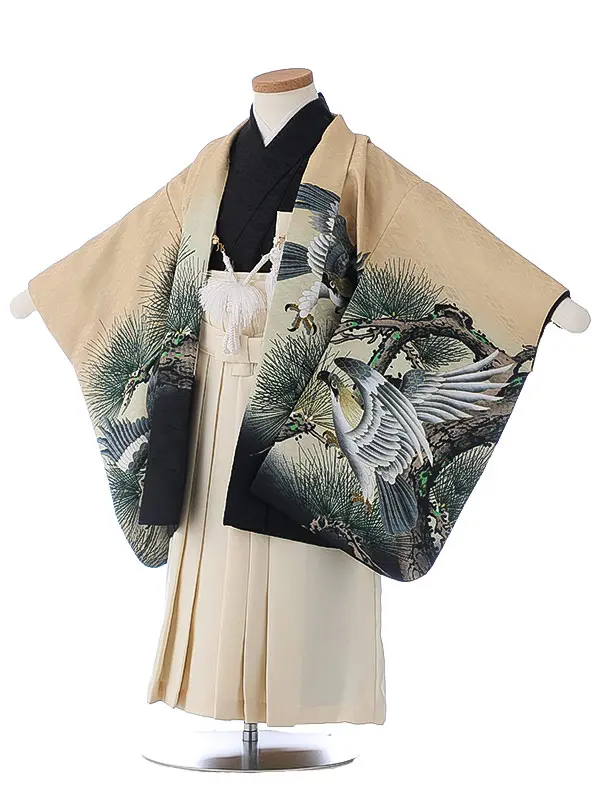 かんたん七五三（3男袴）3269 ベージュ 鷹 松 　