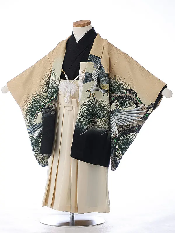 かんたん七五三（3男袴）3269 ベージュ 鷹 松 　