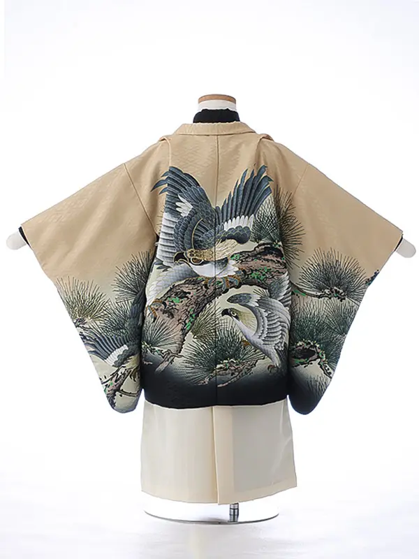 かんたん七五三（3男袴）3269 ベージュ 鷹 松 　