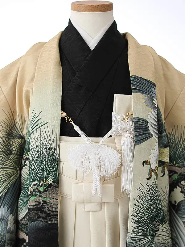 かんたん七五三（3男袴）3269 ベージュ 鷹 松 　