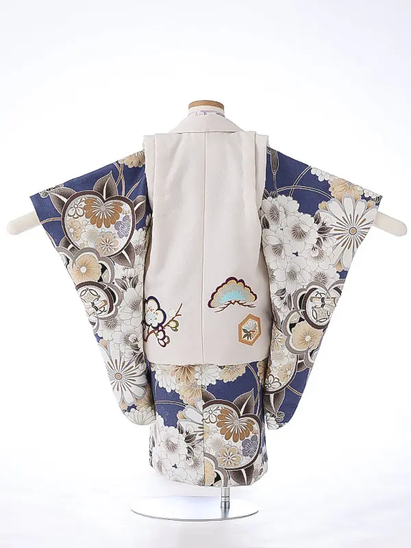 七五三（3男被布）3272 ベージュ 青 菊 松　