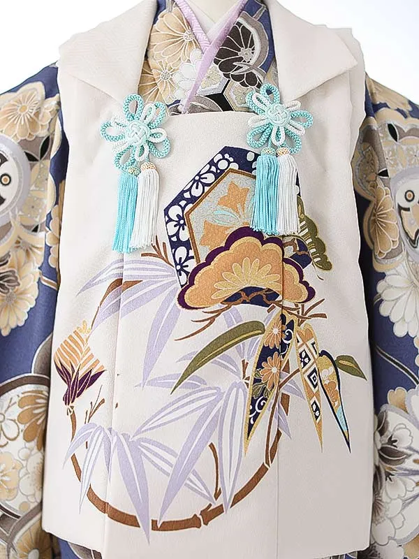 七五三（3男被布）3272 ベージュ 青 菊 松　