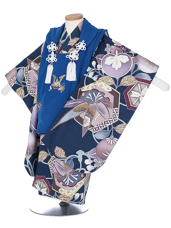 七五三レンタル（3男被布）3281 青 兜 橘 笹