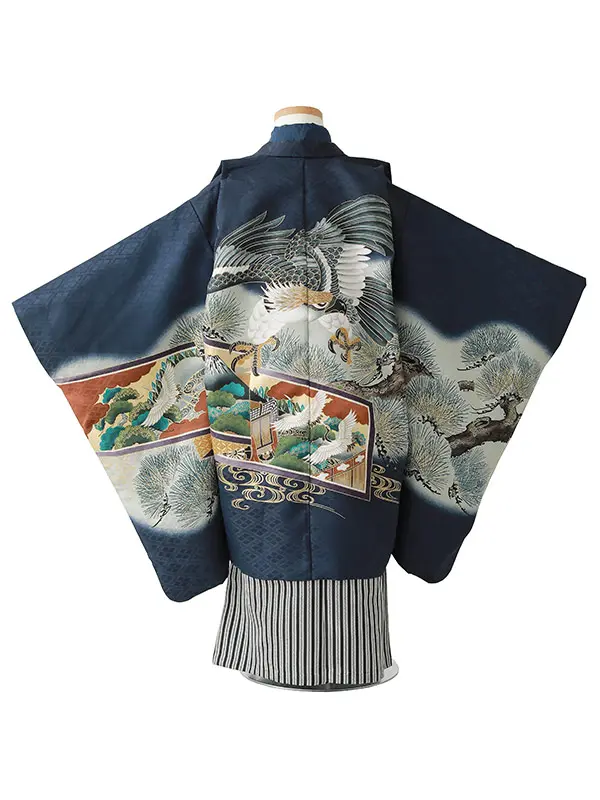 七五三（5男袴）5376  紺 鷹 松 鶴