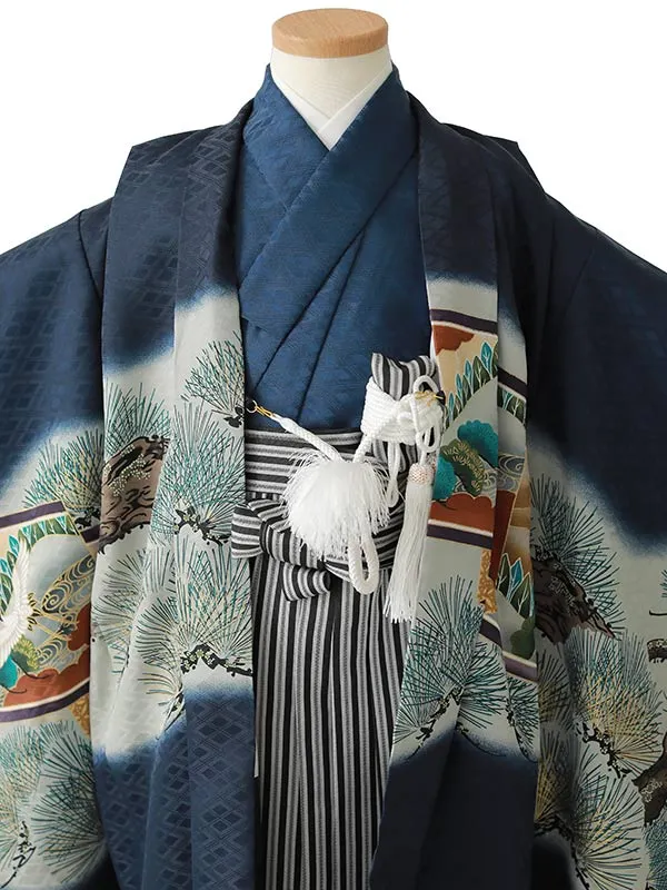 七五三（5男袴）5376  紺 鷹 松 鶴