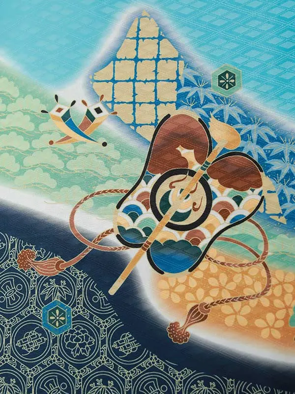 七五三（5男袴）5383  水色 鷹 熨斗