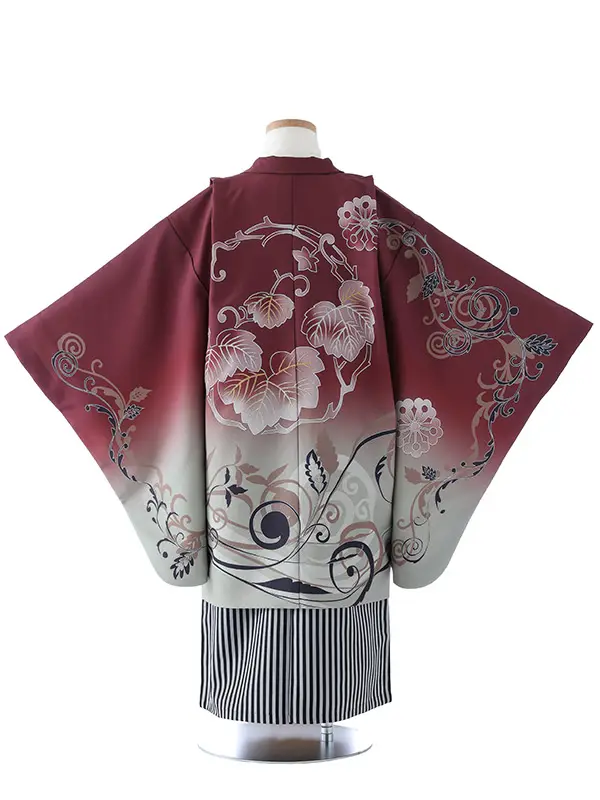 かんたん七五三（5歳男袴）5387  えんじ  桐  ツタ