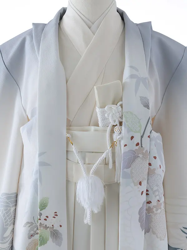 かんたん七五三（5歳男袴）5391  グレー  白  鶴