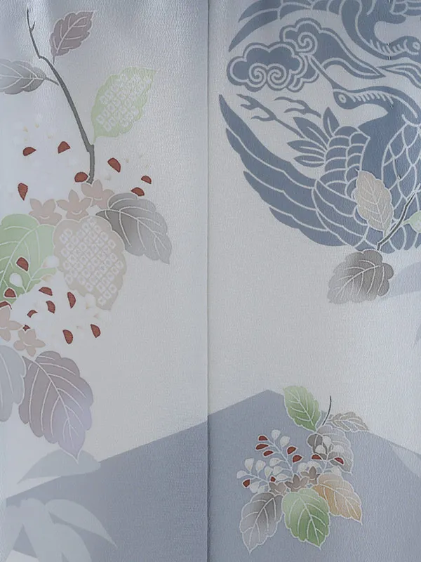 かんたん七五三（5歳男袴）5391  グレー  白  鶴