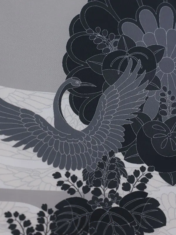 七五三（5男袴）5397  グレー 鶴 梅