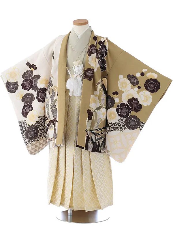 七五三（5男袴）5398  からし クリーム 梅 松