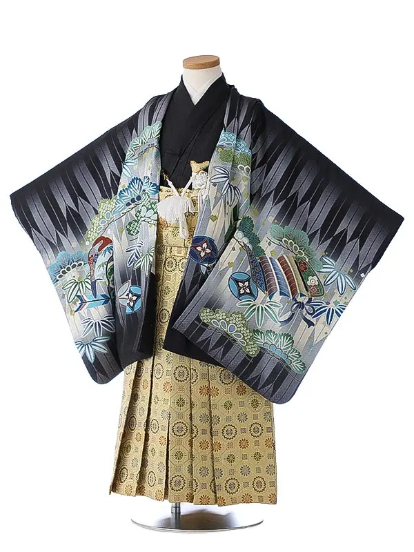 かんたん七五三（5男袴）5406 黒 鷹 矢絣