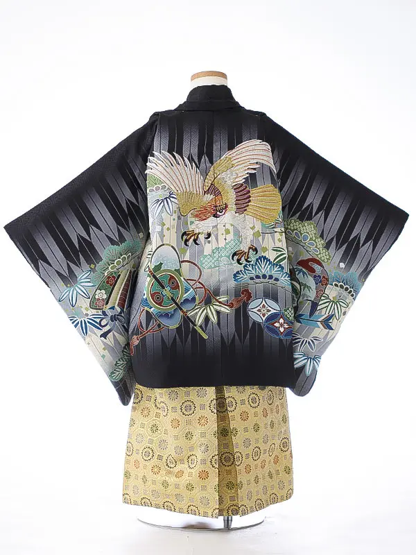 かんたん七五三（5男袴）5406 黒 鷹 矢絣