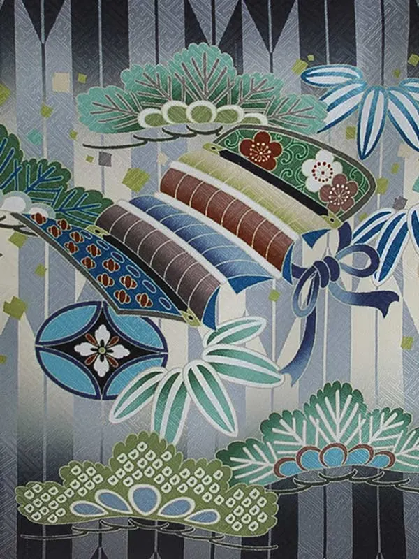 かんたん七五三（5男袴）5406 黒 鷹 矢絣