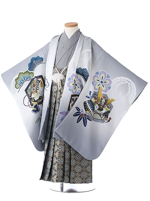 かんたん七五三（5男袴）5408 グレー 鷹 松 小鎚