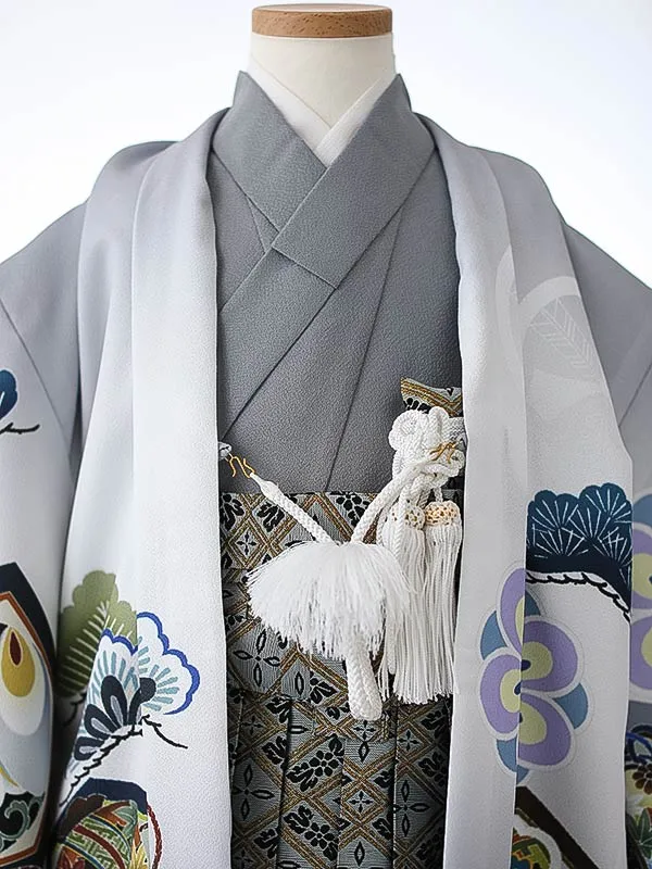 かんたん七五三（5男袴）5408 グレー 鷹 松 小鎚