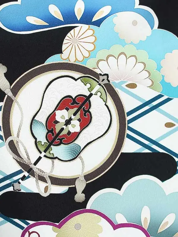 かんたん七五三レンタル（5男袴）5419 黒 鷹 松 菊