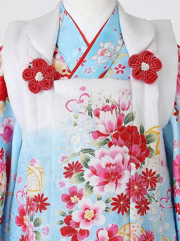 七五三（3女被布）2002 水色×白 桜 鞠