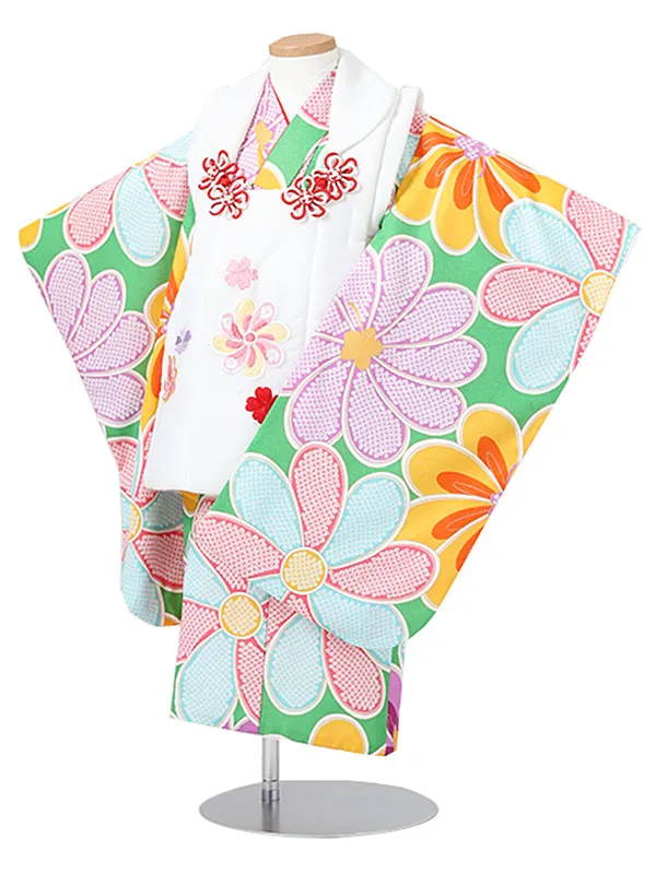 七五三（3女被布）3054 パステル×白 花模様