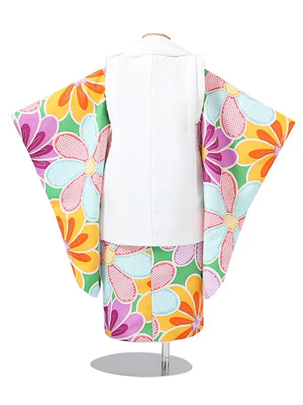 七五三（3女被布）3054 パステル×白 花模様