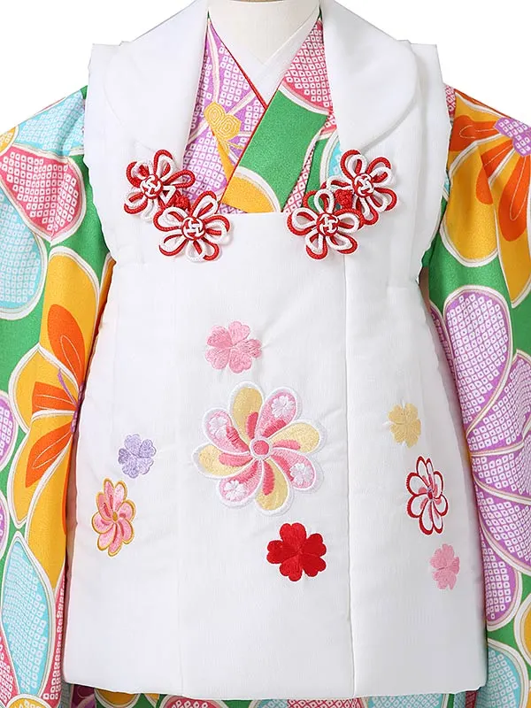 七五三（3女被布）3054 パステル×白 花模様