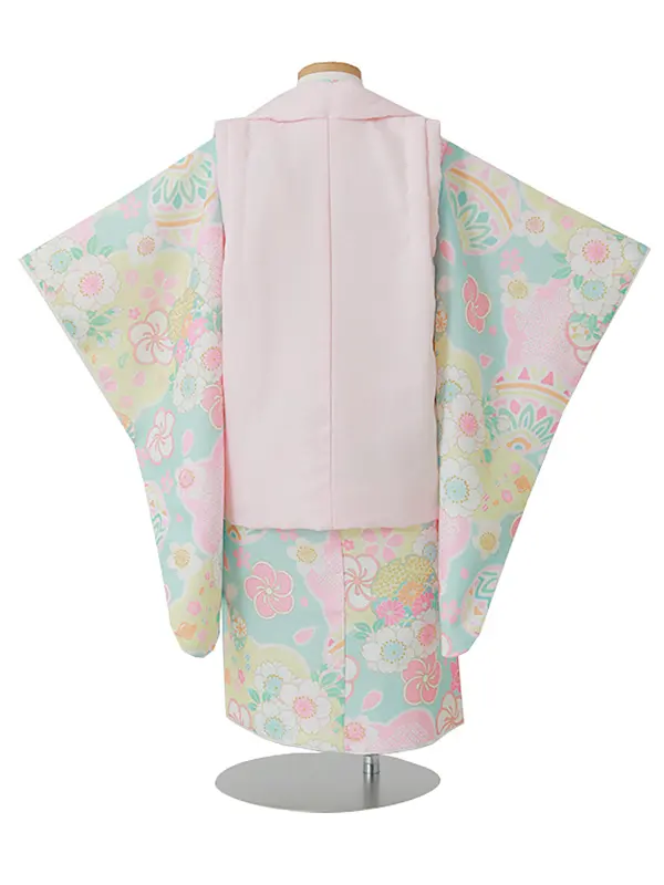 七五三（3女被布）3313  水色  花模様  鞠  式部浪漫　　