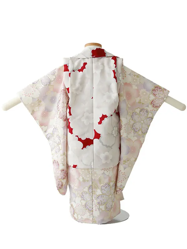 七五三（3女被布）3320  赤  薄紫  桜  花模様　　