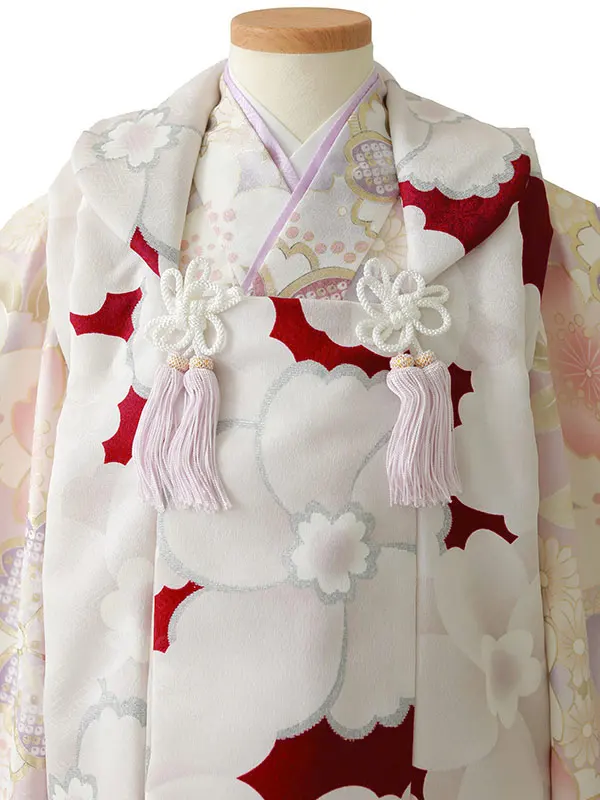 七五三（3女被布）3320  赤  薄紫  桜  花模様　　