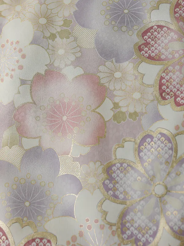 七五三（3女被布）3320  赤  薄紫  桜  花模様　　