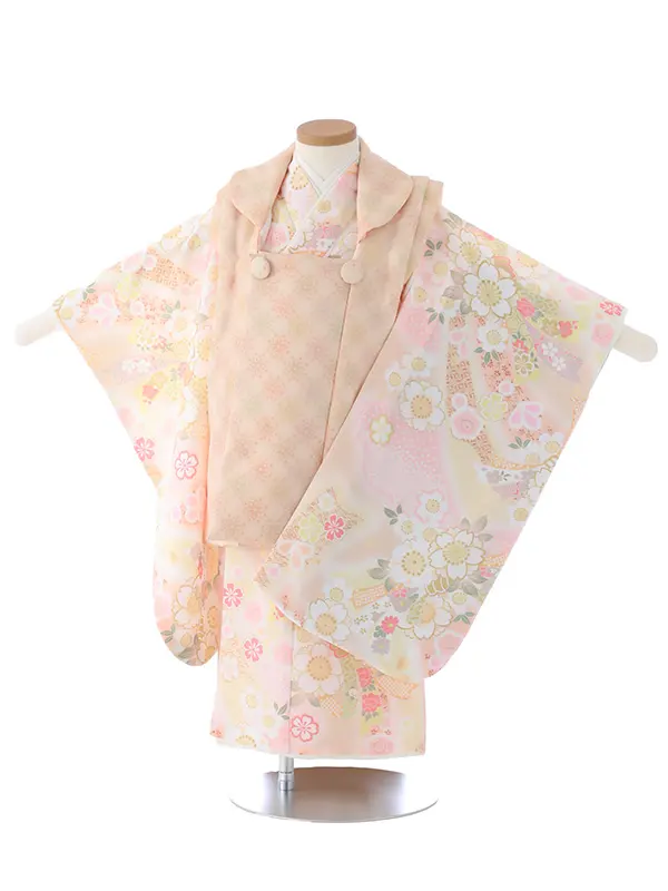 七五三（3女被布）3324  薄橙 桜 花模様 KAGURA
