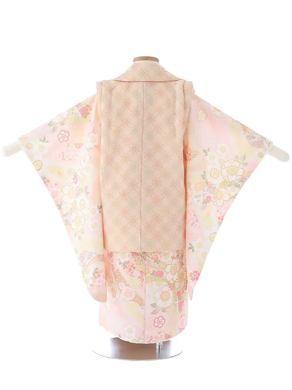 七五三（3女被布）3324  薄橙 桜 花模様 KAGURA