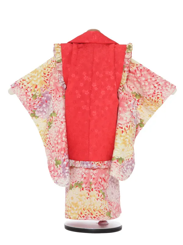 七五三レンタル（3女被布）3330  赤 乱菊