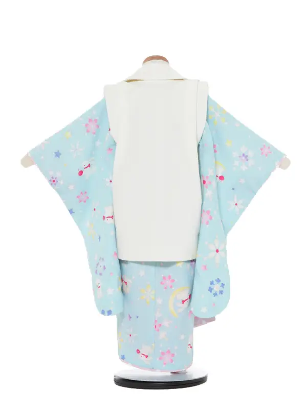 七五三レンタル（3女被布）3333  ﾎﾟﾝﾎﾟﾈｯﾄ 水色