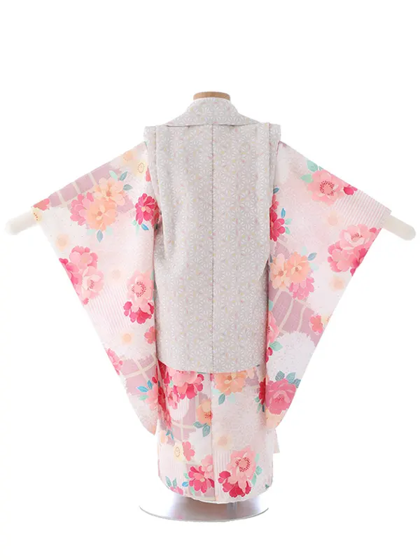 七五三（3女被布）3334 薄紫 麻の葉 花模様 KAGURA
