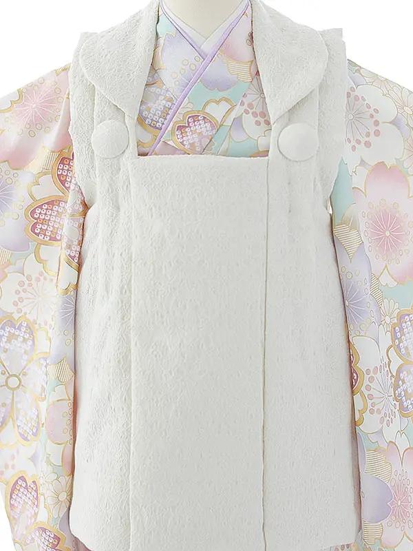 七五三（3女被布）3337 クリーム 水色 桜 花模様