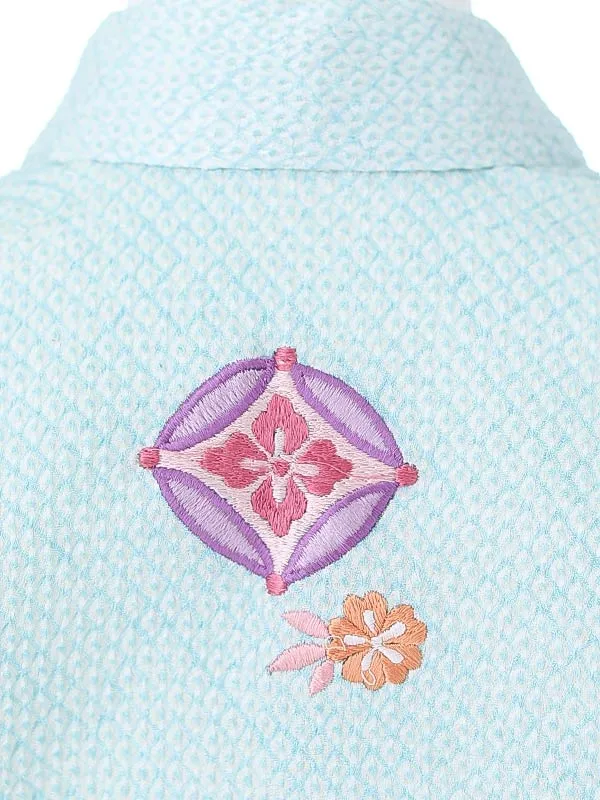 七五三（3女被布）3338【正絹】水色 きぬたや絞り 刺繍オリジナル