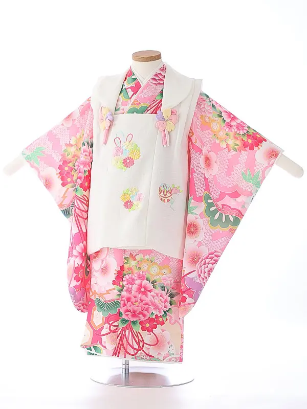 七五三（3女被布）3340 ピンク 松 花模様 式部浪漫