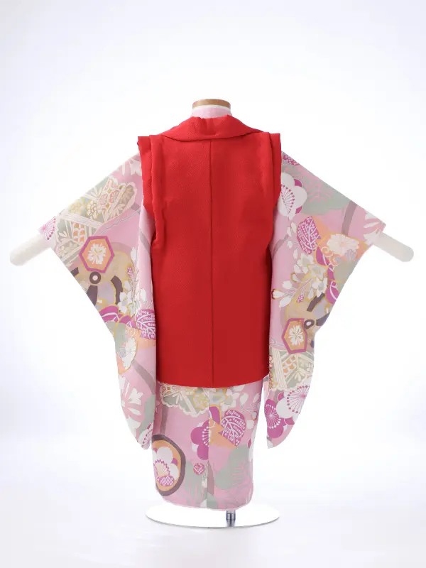 七五三レンタル（3女被布）3353 ピンク 梅 松