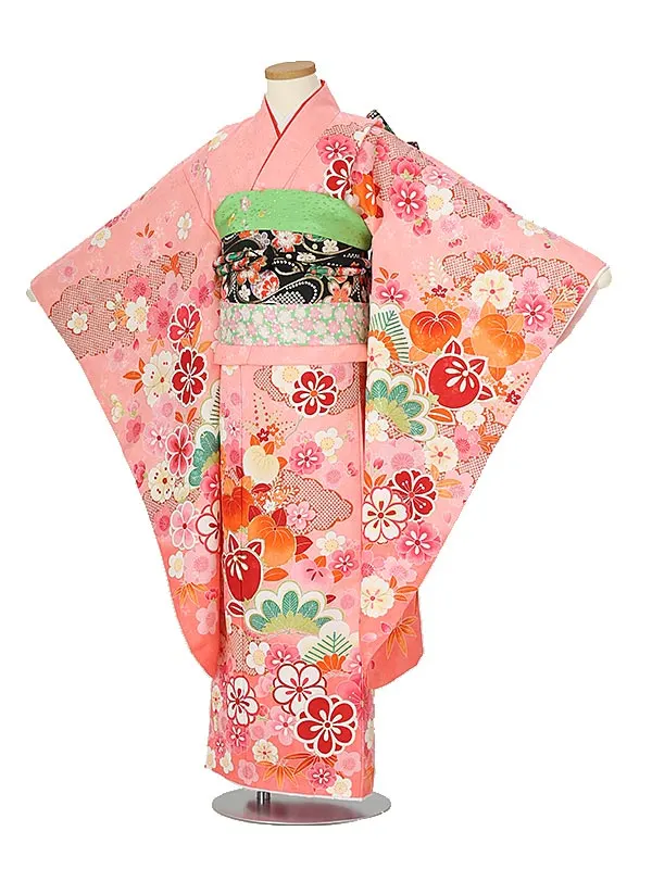 七五三（7女結び帯）7050 ピンク 橘 桜
