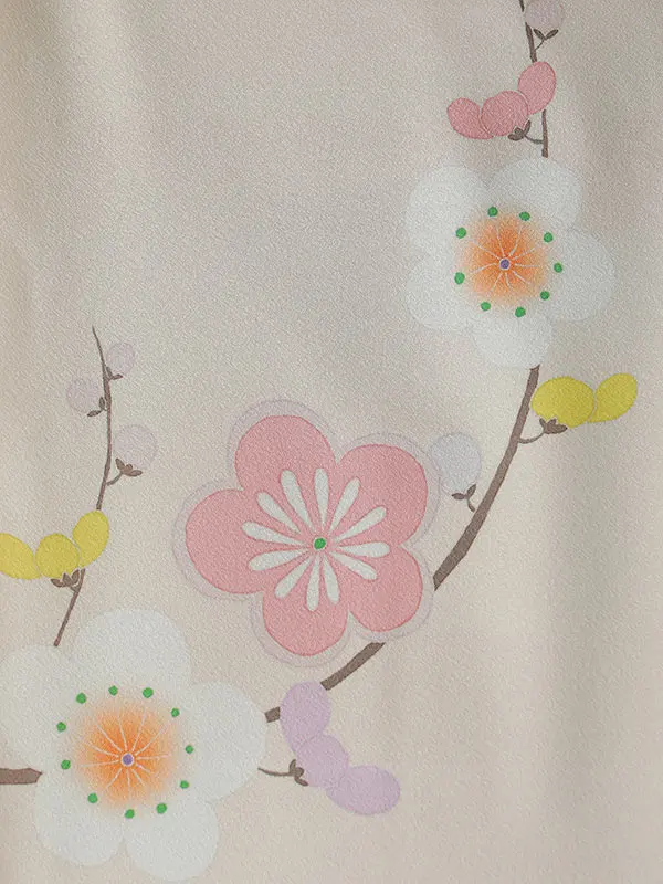 七五三（7女結び帯）7135  アイボリー　牡丹　梅