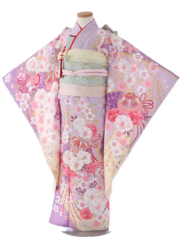 七五三（7女結び帯）7140  薄紫　鞠　花模様