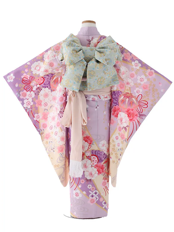 七五三（7女結び帯）7140  薄紫　鞠　花模様