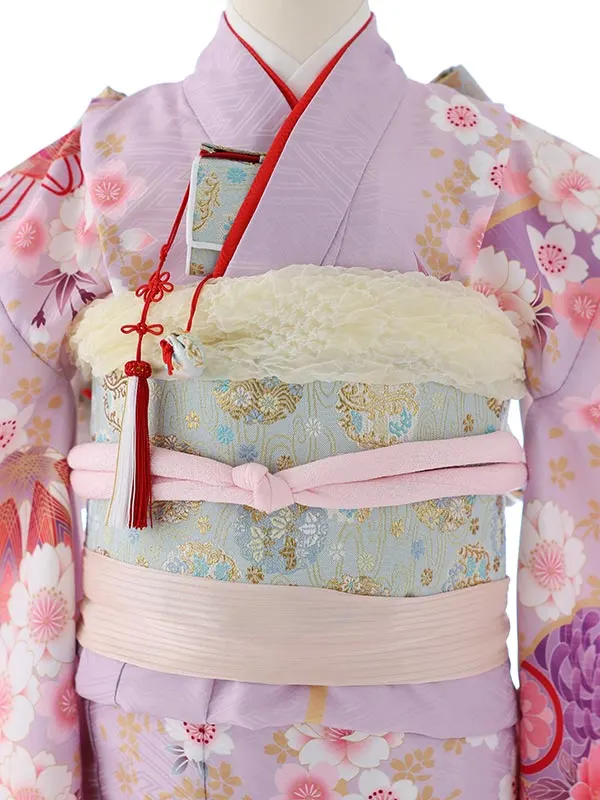 七五三（7女結び帯）7140  薄紫　鞠　花模様
