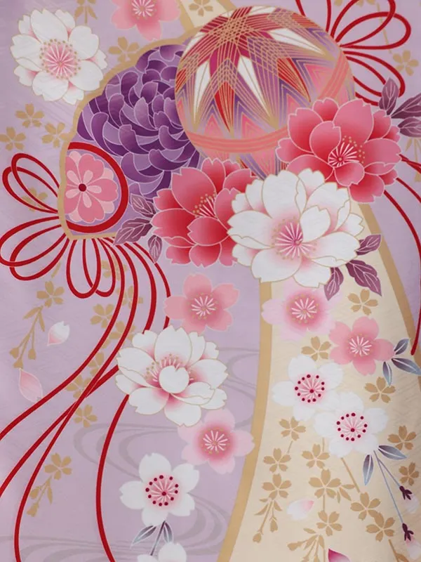 七五三（7女結び帯）7140  薄紫　鞠　花模様