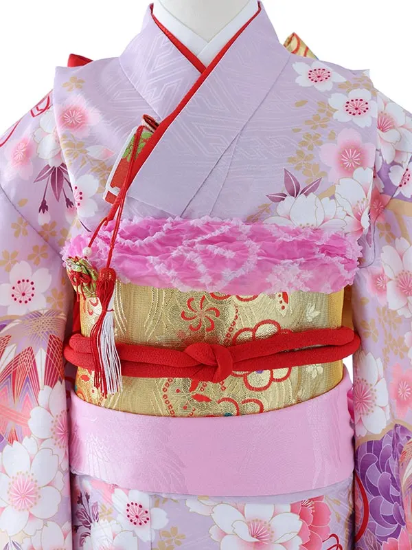 七五三（5女結び帯）7142  薄紫　鞠　花模様