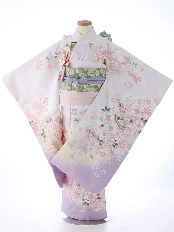 七五三（7女結び帯）7145  薄紫　鞠　花模様