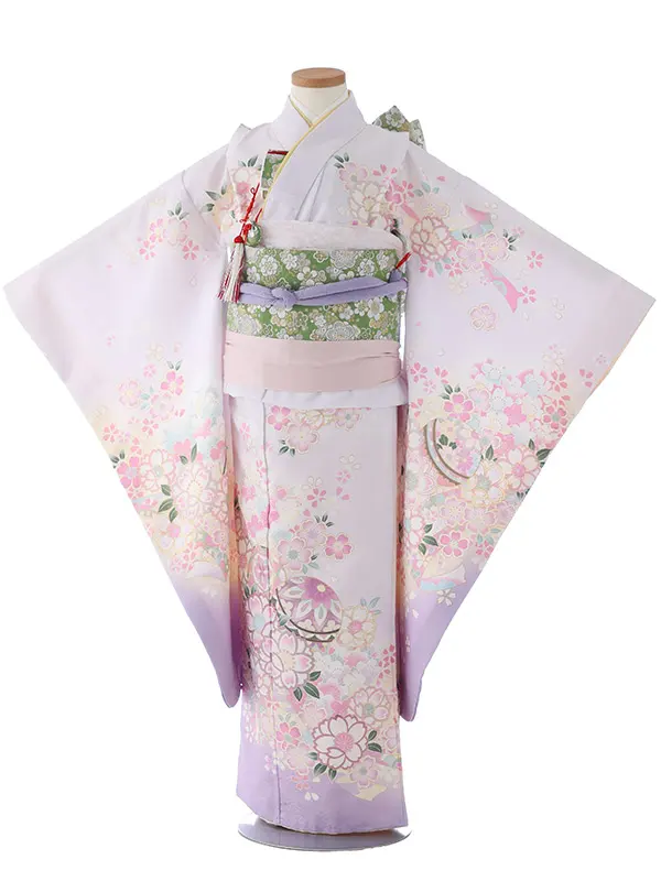 七五三（7女結び帯）7145  薄紫　鞠　花模様