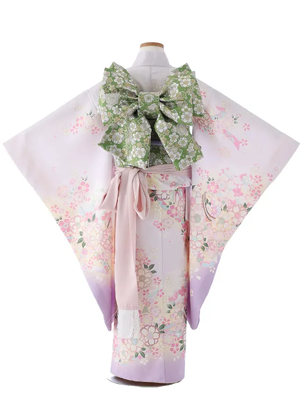 七五三（7女結び帯）7145  薄紫　鞠　花模様