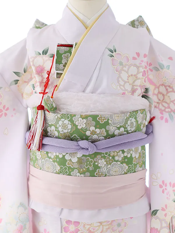 七五三（7女結び帯）7145  薄紫　鞠　花模様