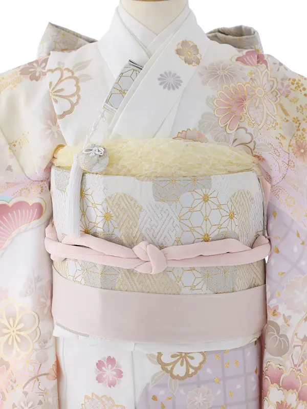 七五三（7女結び帯）7149 水色　牡丹　花模様